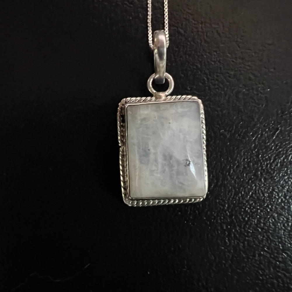 Moonstone Necklace Sterling Silver 925 Rope Bezelβ 19" Box Chain